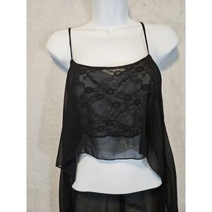 Bui Yah Kah USA Black Lace Sheer Camisole Hi Lo Size XS Racerback